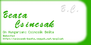 beata csincsak business card