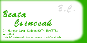 beata csincsak business card
